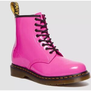 Dr. Martens 1460W Acid Pink Patent Lamper Lace Up Boots Size 8 L. Missing Insole